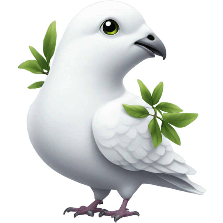 a white pigeon with a green twig in its beak emoji