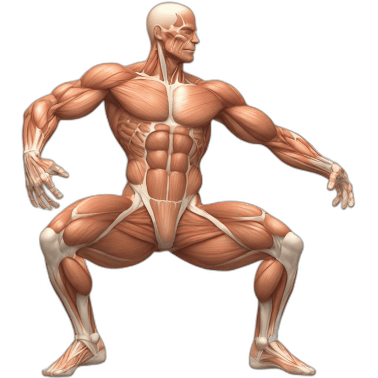 realistic detailed muscle map with anatomical figure emoji