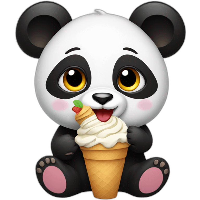 Panda eating ice cream emoji