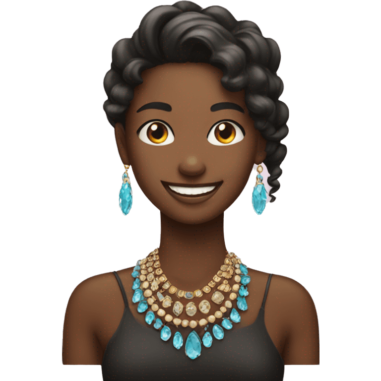 smiling girl with jewelry emoji