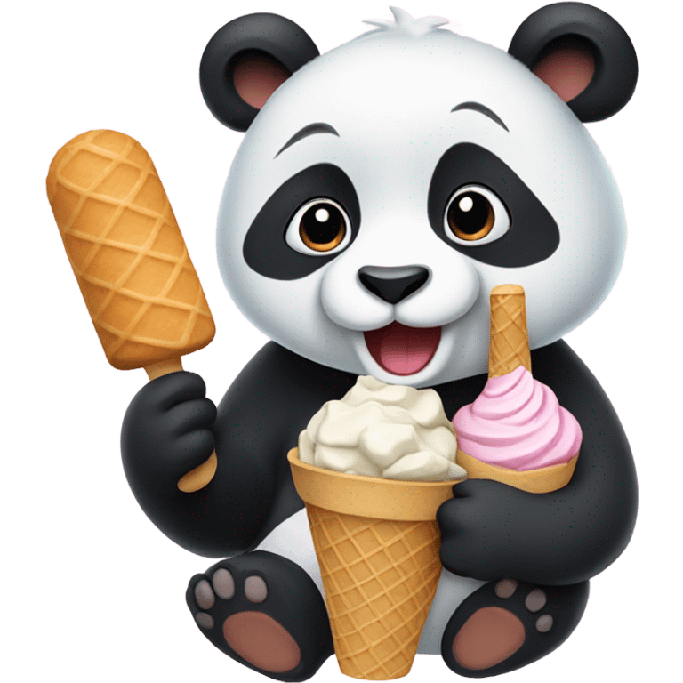 Panda eating ice cream emoji