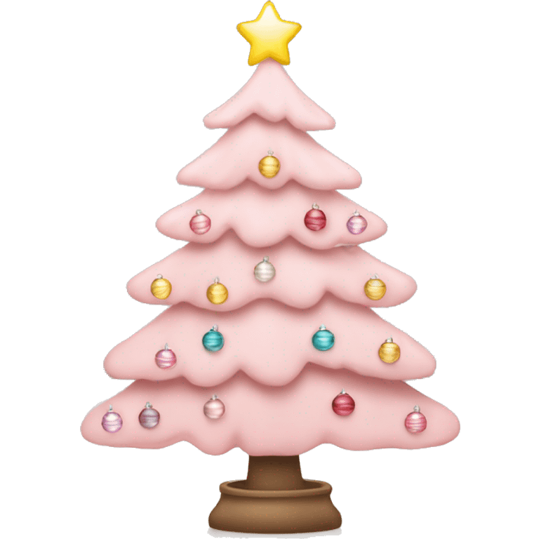 Light Pink Christmas tree with lights and ornaments emoji