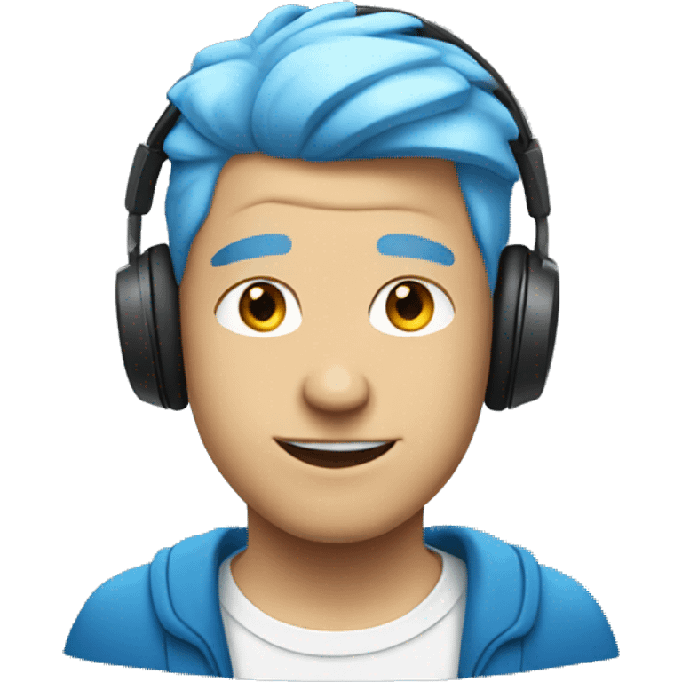 White Guy with blue hair wearing headphones emoji