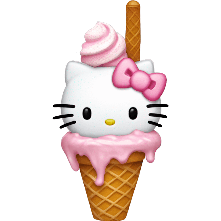 Hello kitty eating an ice cream shes light pink emoji