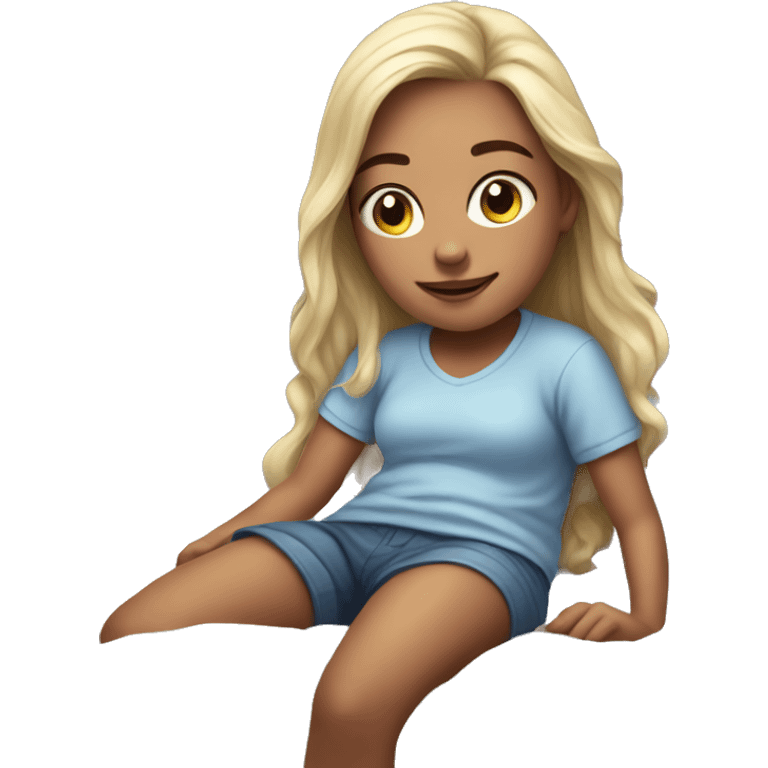 realistic portrait of girl comfy in bed emoji