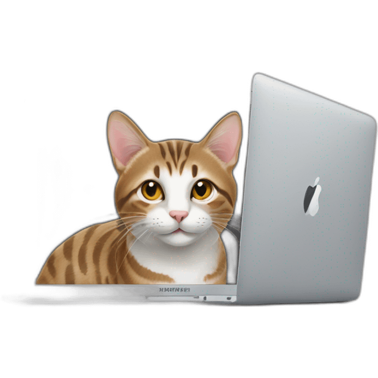 a tabby cat and a macbook computer emoji