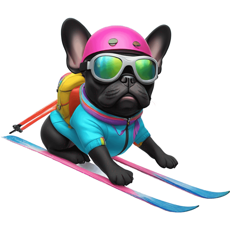 Skiing French Bulldog Black emoji