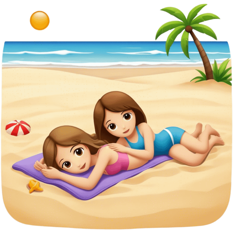 Two girls laying by the beach emoji