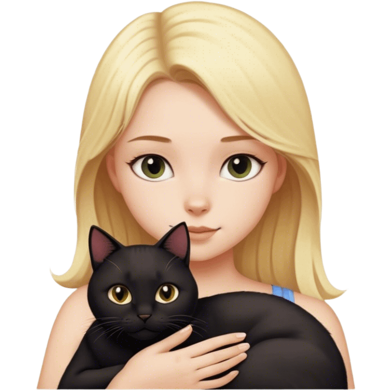 Blonde girl Black cat  emoji