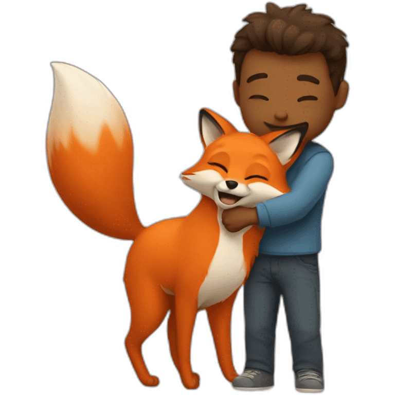 Hug emoji with a fox emoji