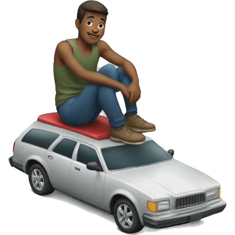 Man sitting on top of a car emoji