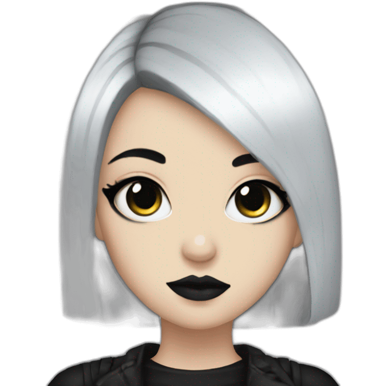 goth girl with black hair and eyeliner, grunge emoji