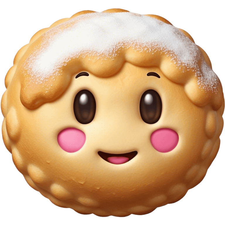 Cinematic Realistic Bu√±uelo Dessert Emoji, showcasing a fluffy, deep-fried dough ball dusted with sugar rendered with lifelike textures and warm, festive lighting. emoji