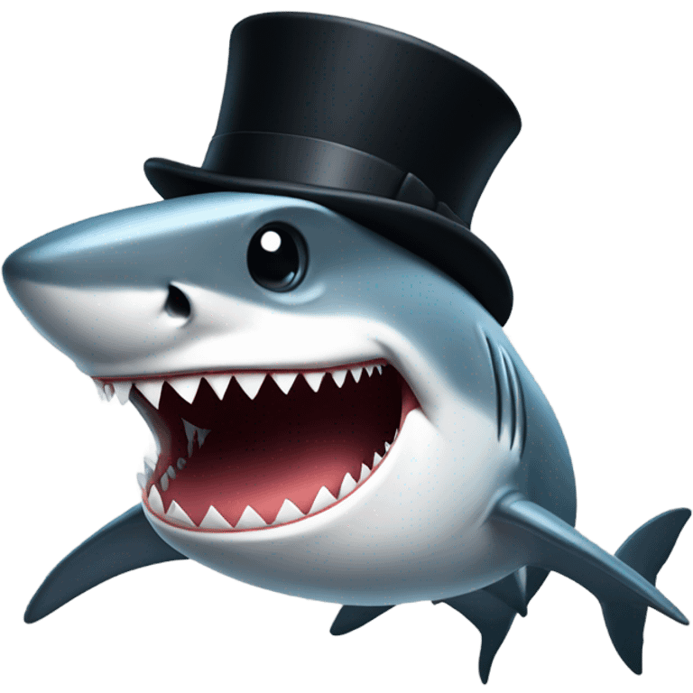 Shark with a top hat emoji