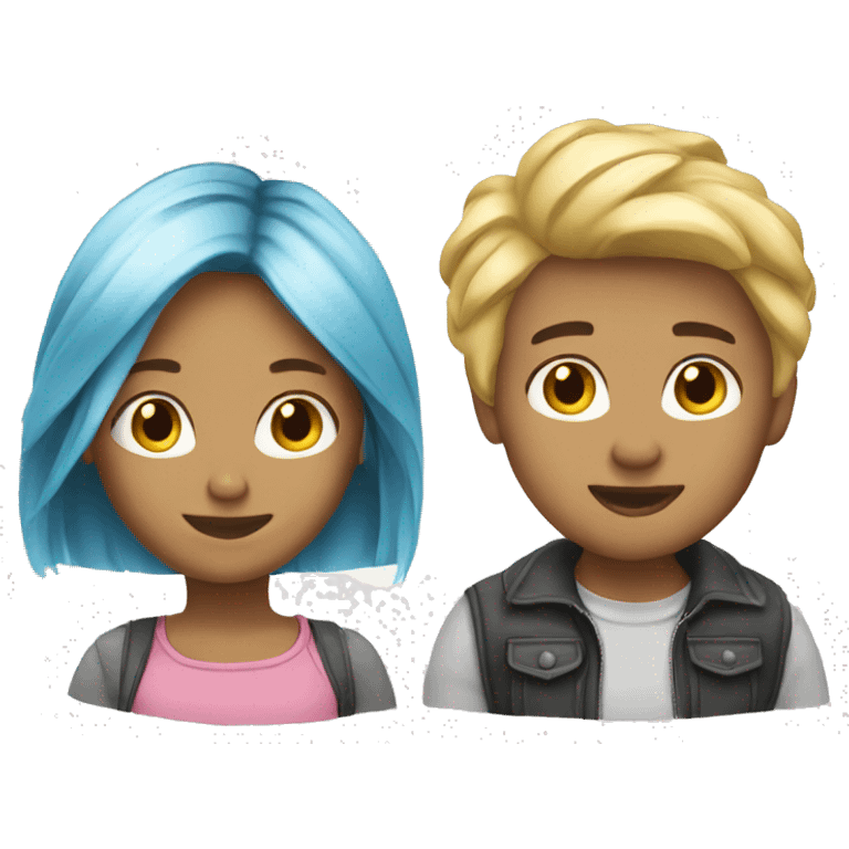 Couple girl blond air and boy short air emoji