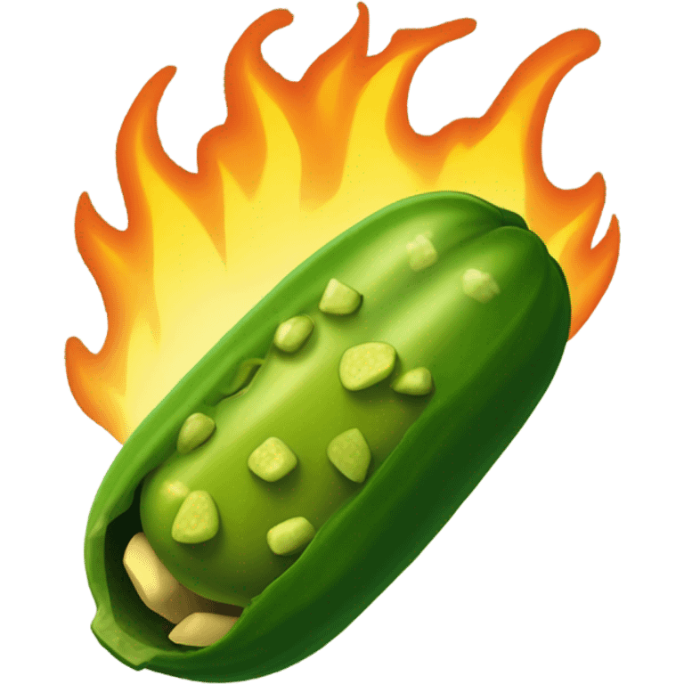 Pickle on fire emoji