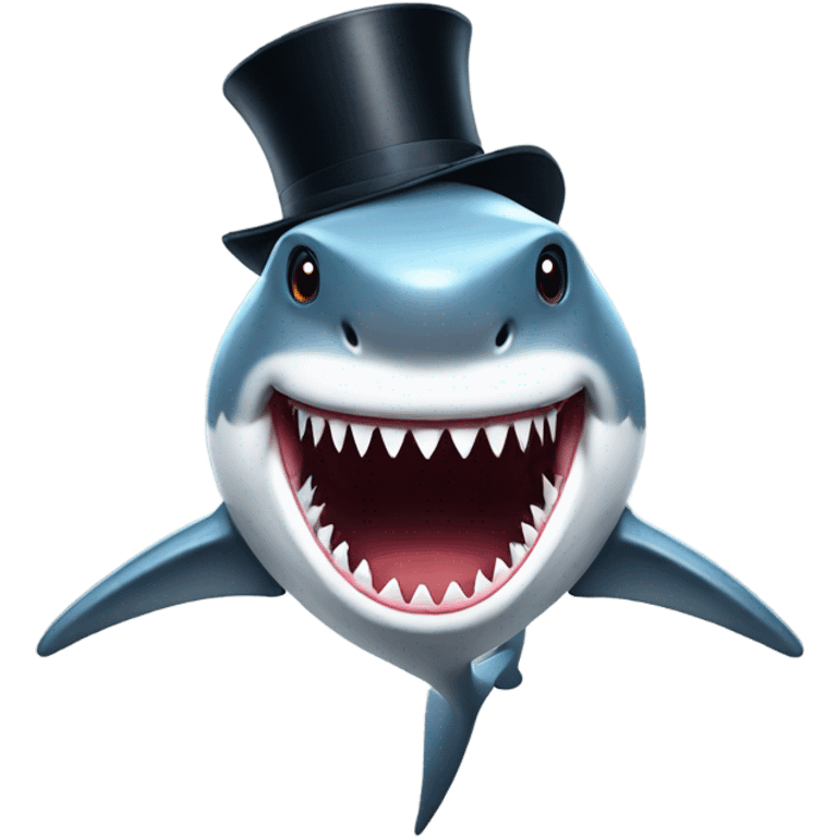 Shark with a top hat emoji