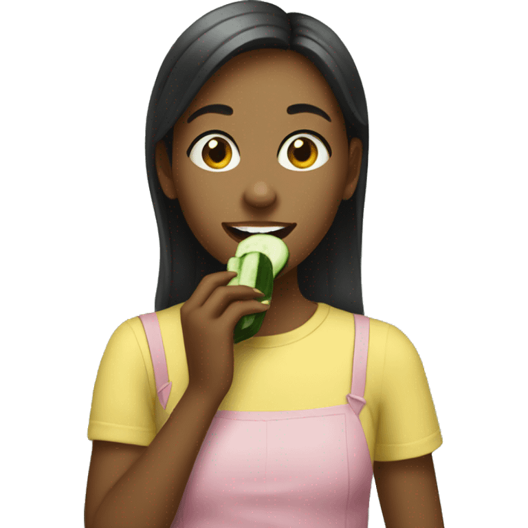 Girl eating cucumber emoji