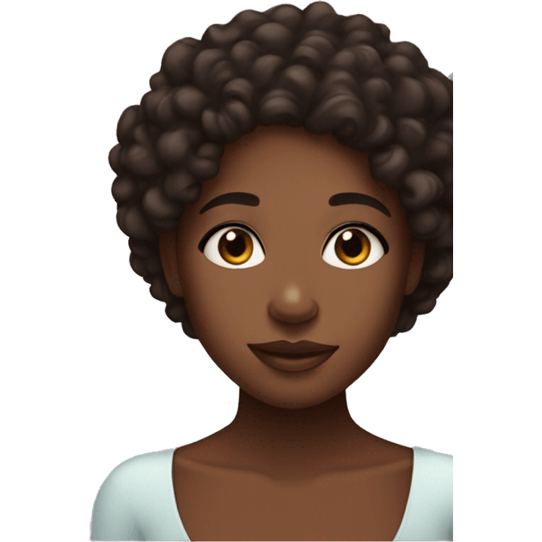 Medium black girl, with curly hair, brown eyes and freckles doing skincare  emoji