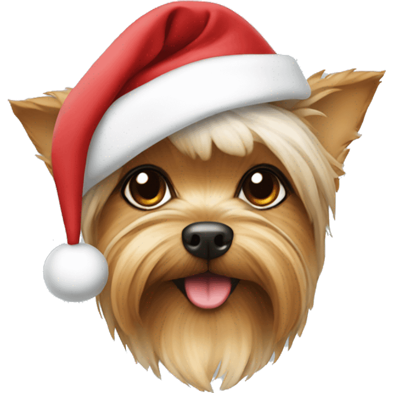 Yorki wearing a Santa hat emoji