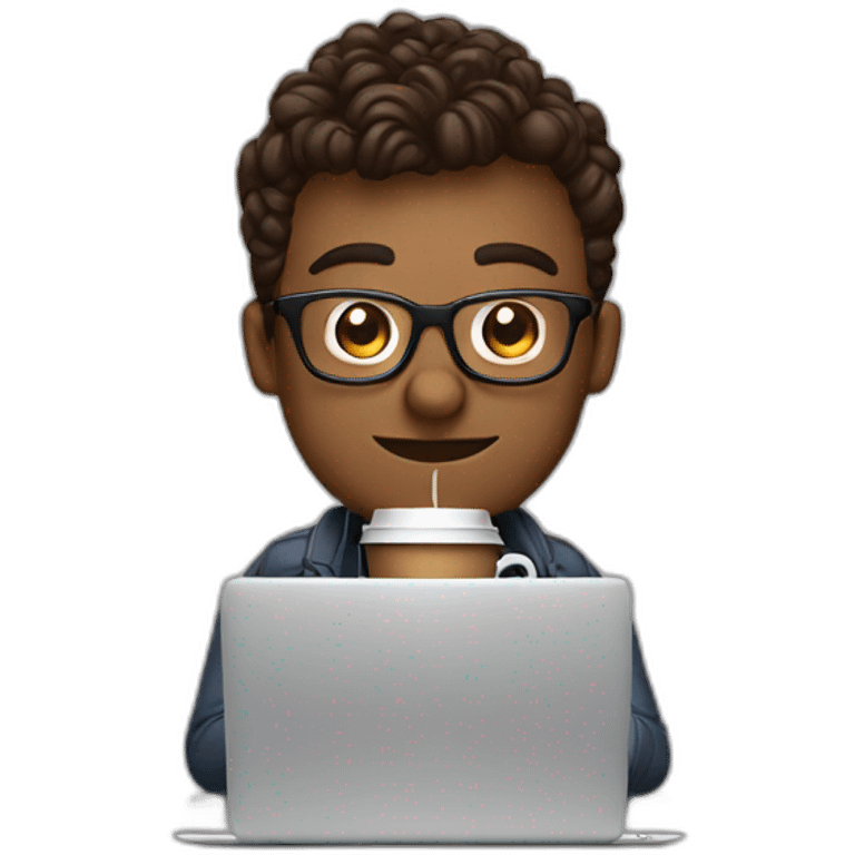 geek with coffee and laptop emoji