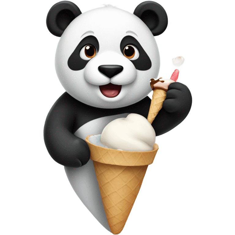 Panda eating ice cream emoji