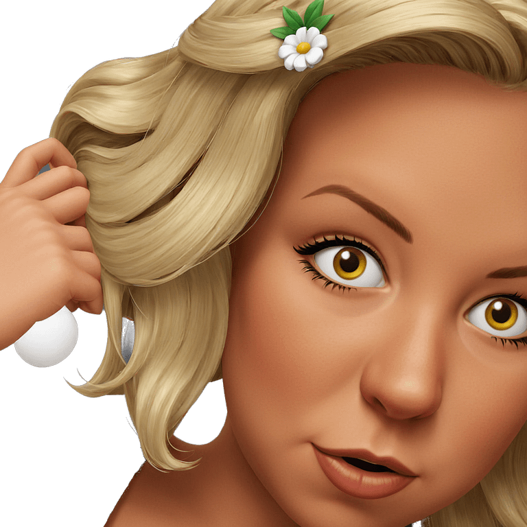 blonde girl with flower ornament emoji