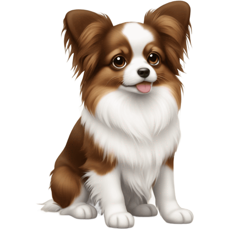 Cute papillon puppy brown and white phalene emoji