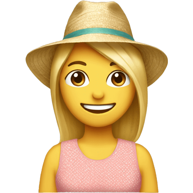 Healthy Caucasian emoji wearing a sunhat emoji