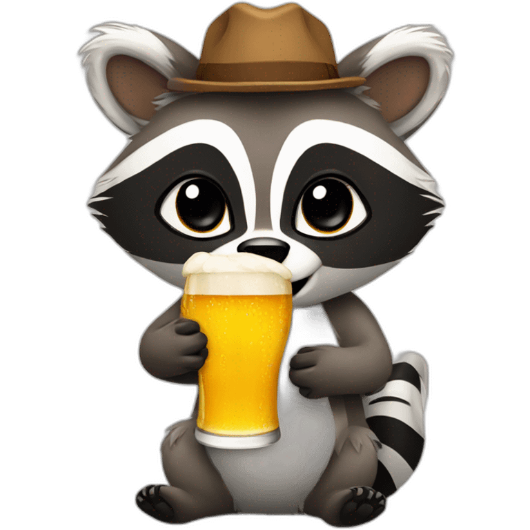 raccoon with beer emoji