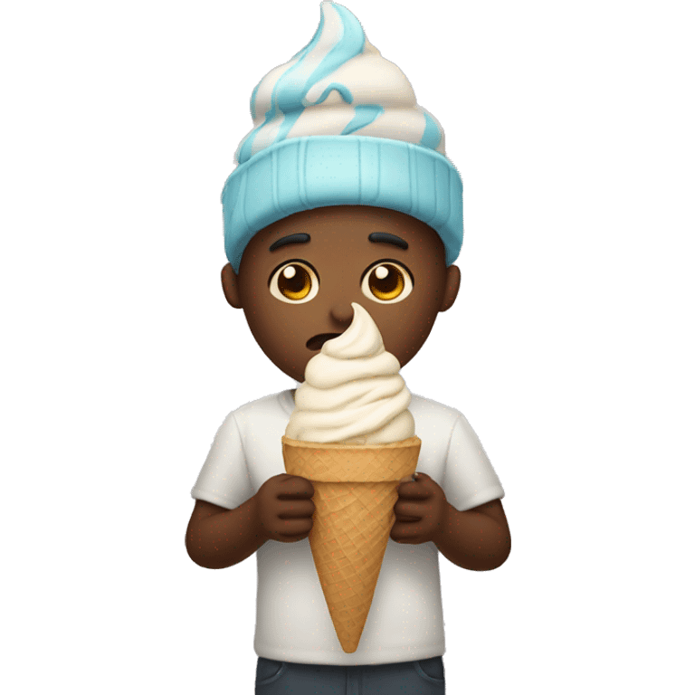 Human sad with ice cream emoji