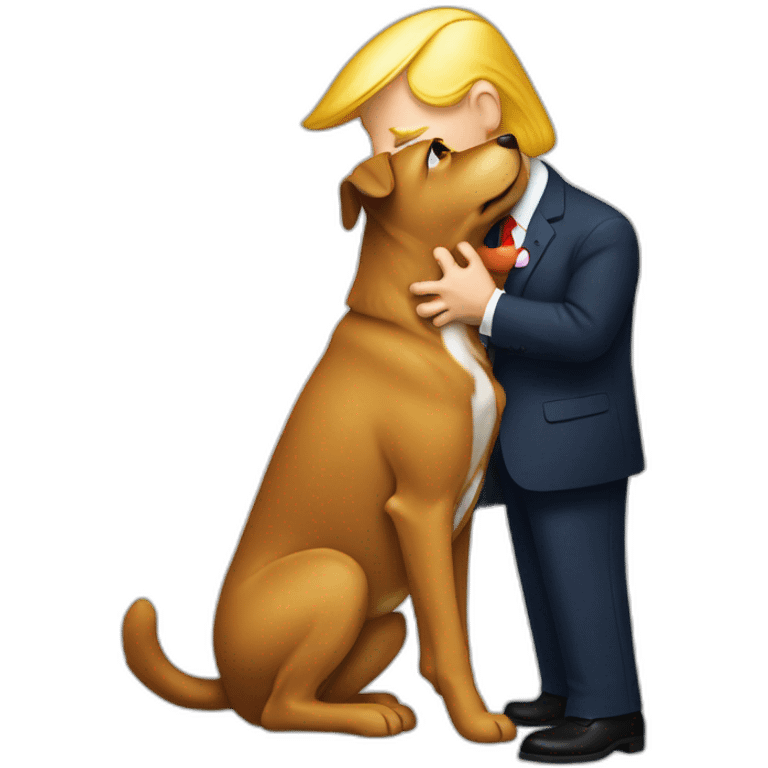 trump kissing a dog emoji