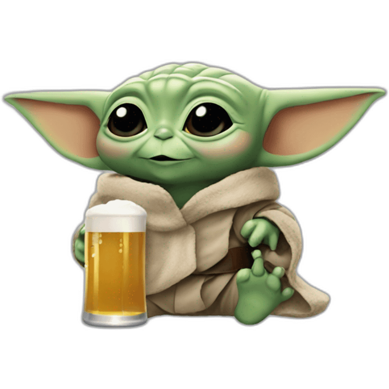 baby yoda qui bois une bière emoji