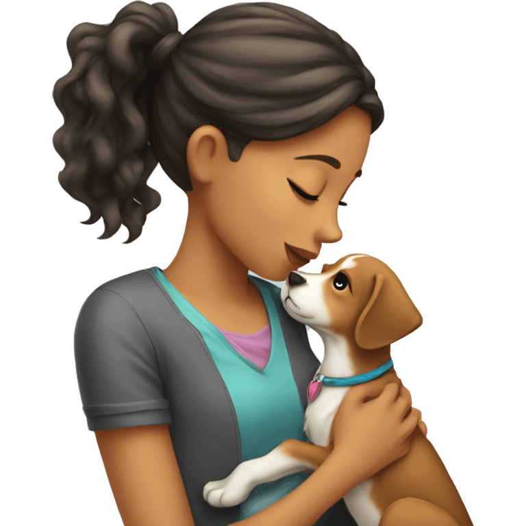 Girl kissing dog emoji