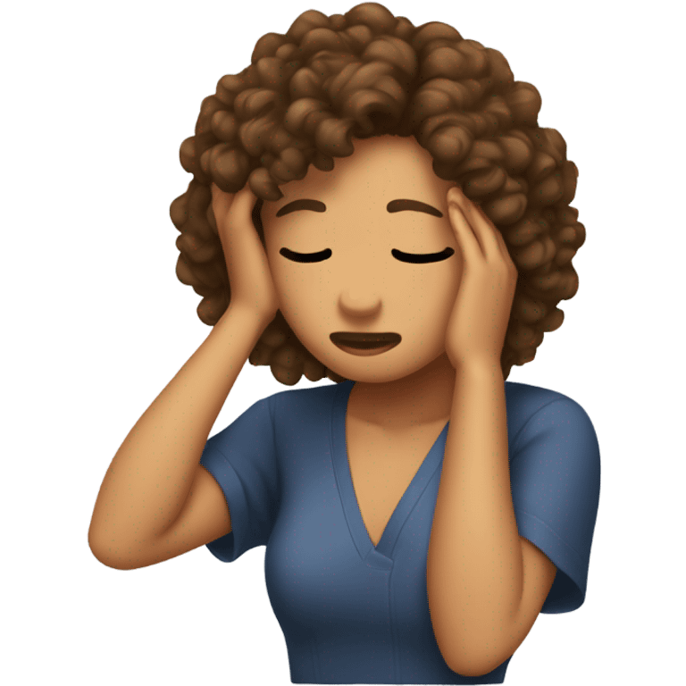 girl with tan skin and curly brown hair doing a facepalm emoji