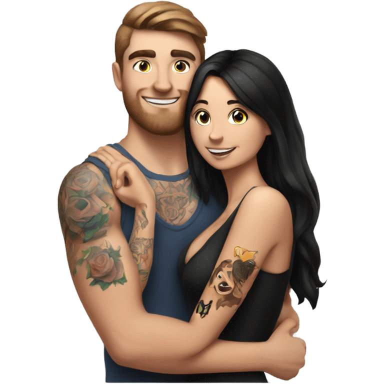 mr beast with tattoos hugging brunette girl emoji