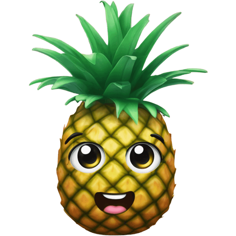 3D  pineapple  👱‍♀️🍍 with big shiny eyes.  pineapple cute  ☺️ emoji