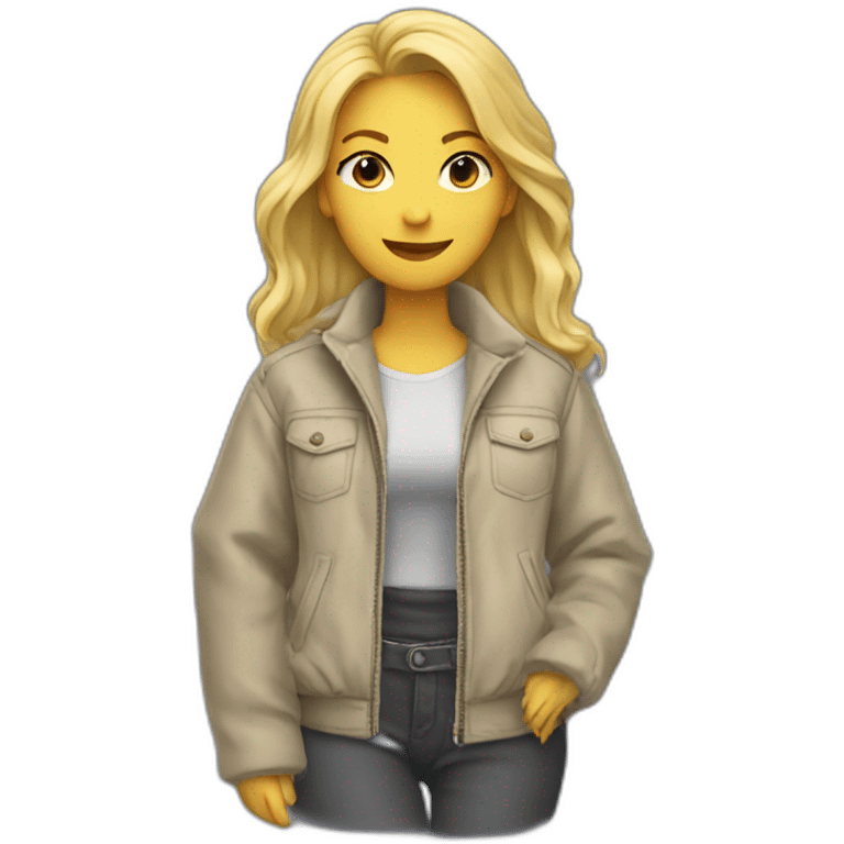 Blonde girl jacket wrapped around waist emoji