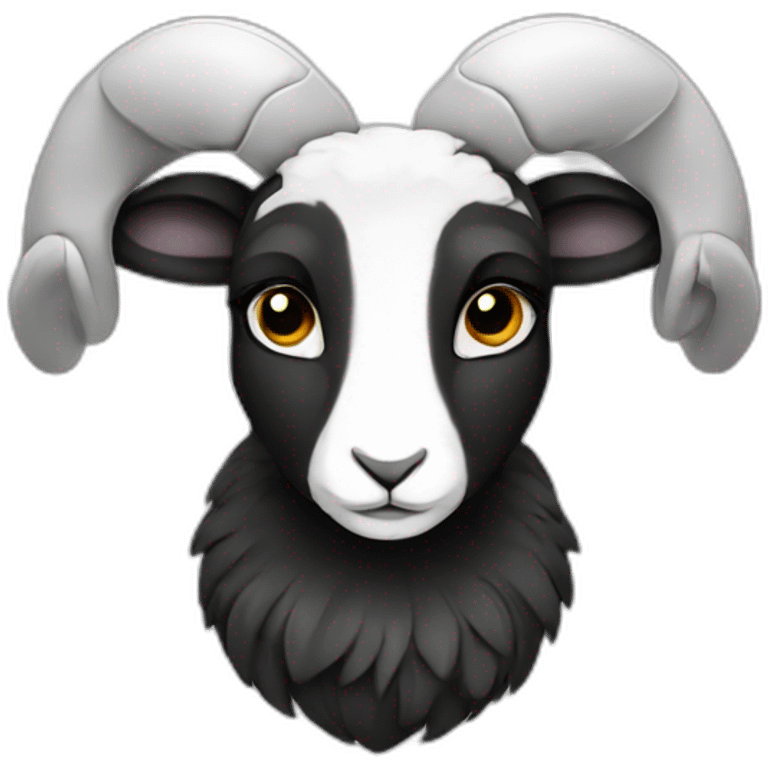 Black and white ram bunny emoji