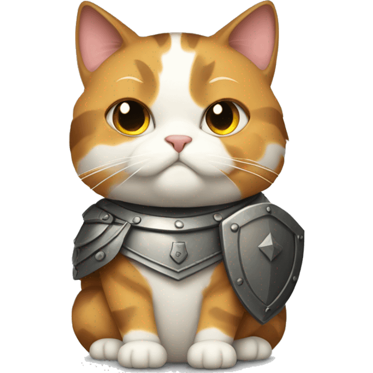 Fat calico cat with a shield  emoji