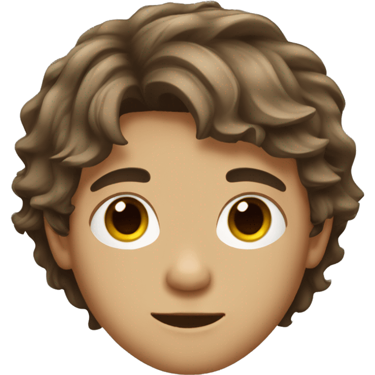 boy with messy medium length brown hair and lightly tan skin emoji