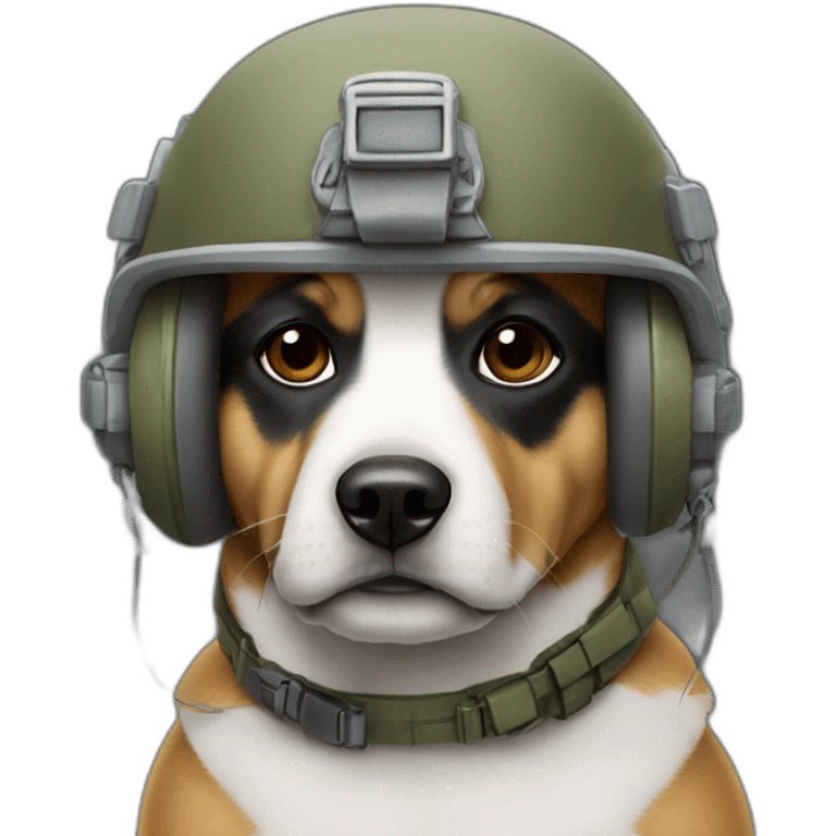 Chien avec un casque militaire emoji