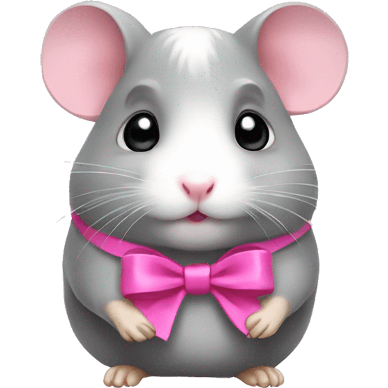 grey hamster with pink bow emoji