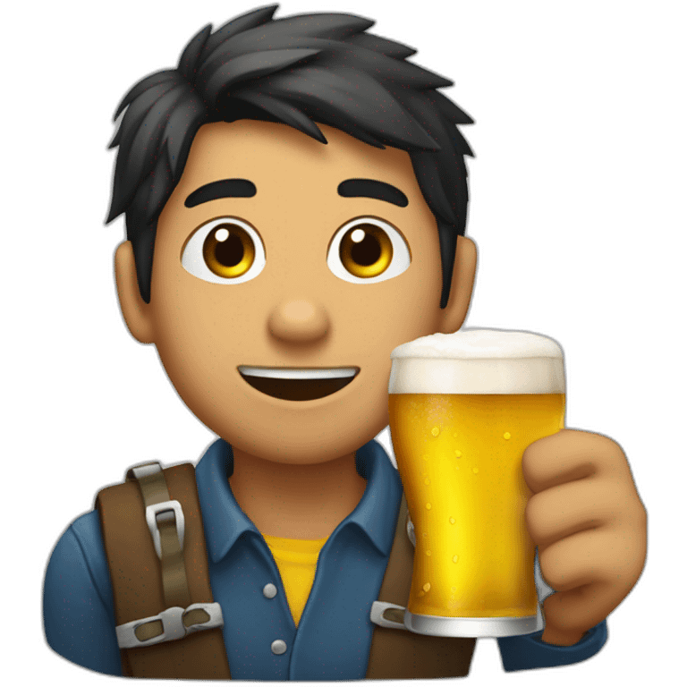 Joven tomando cerveza  emoji