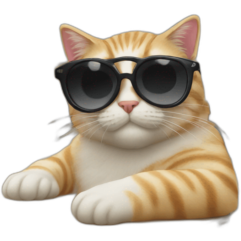 Cat with sunglasses, in class with freind emoji