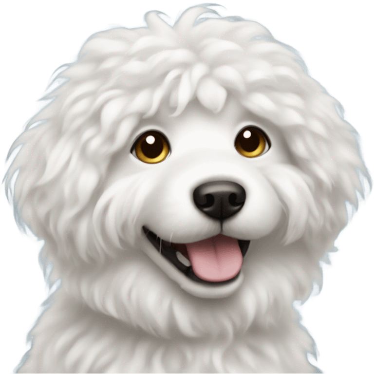 white fluffy dog with curly hair emoji