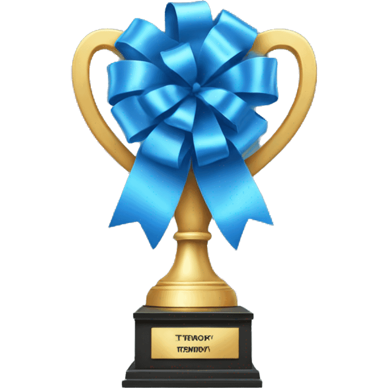 a blue trophy with a ribbon emoji