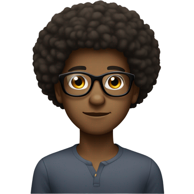 Cute medium skinned black man with Afro and round glasses  emoji