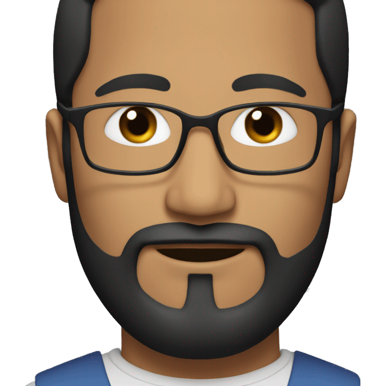 Man with short black hair, black beard and glasses that has rectangle shape emoji