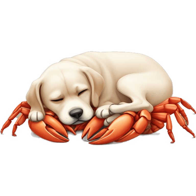 Chien qui dort sur un crabe emoji